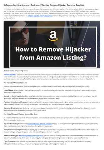 Advanced Strategies To Remove Hijackers On Amazon And Safeguard Your Business